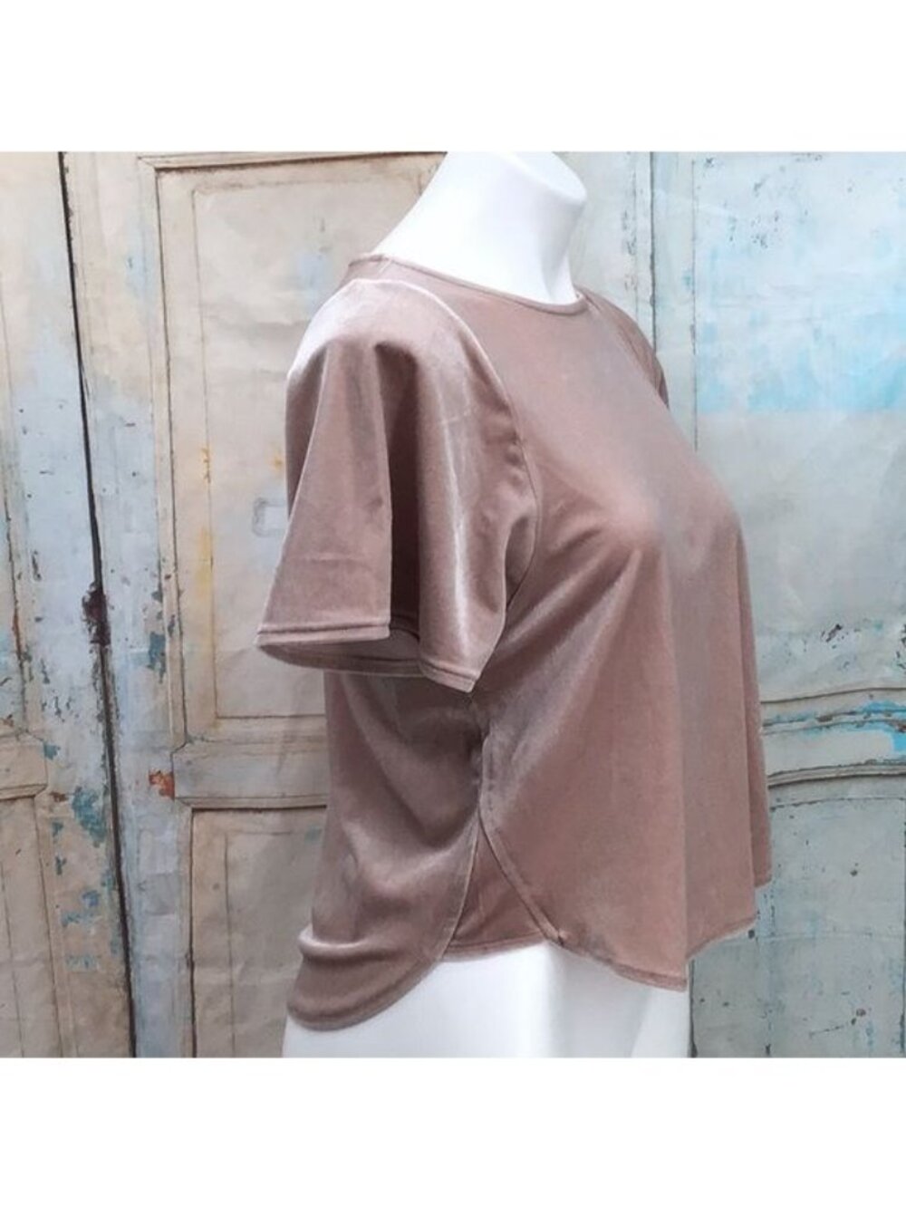 Madewell Velvet Short-Sleeve Top In Blush Pink XXS Womens Casual Loose Fit Blous - Picture 3 of 11